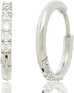 Amazon Brand HIKARO Small Huggie Hoop Earrings with Cubic Zircon Ear Cuff Tiny Hoop Earrings for Women Girl Gifts