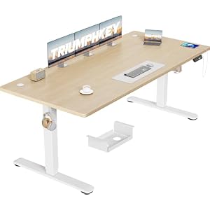 TRIUMPHKEY Höhenverstellbarer Schreibtisch 180x80cm,Sitz‑Erinnerung & USB-A | Schreibtisch Höhenverstellbar mit 3 Memory-Steuerung,Sitz‑Erinnerung & Kabelmanagement, Computertisch,Standing Desk, Beige