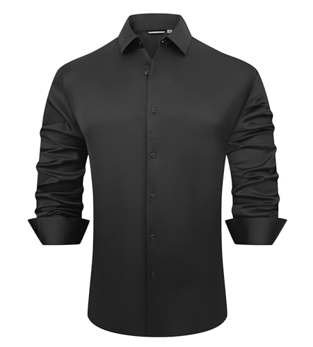 Alex Vando Mens Luxury Satin Dress Shirt Long Sleeve Silk Shiny Sateen Party Shirt