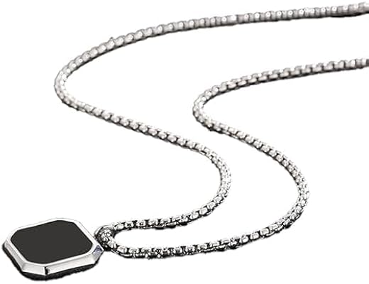 Anti Tarnish Stainless Steel Pendant Necklace, Midnight Charisma Locket Chain for Men, Minimal Style Jewelry, Gift for Boy...