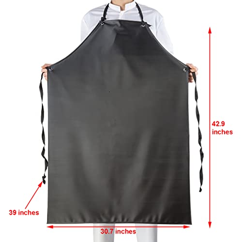 Etbol Chemical Resistant Vinyl Apron - Black Plus Size Unisex Pvc Aprons For Dishwashing,Dog Grooming,Gardening,Fish Cleaning,Lab Work #TOP4