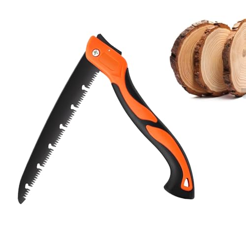 10 Inch Folding Saw, Quality Steel Tree Saw, Improved Hand Saw, Heavy Duty Pruning Saw, Foldable Wood Saw for Tree Trimming, Camping, Wood Cutting, Gardening Work,Pruning with 3-Side Razor Teeth