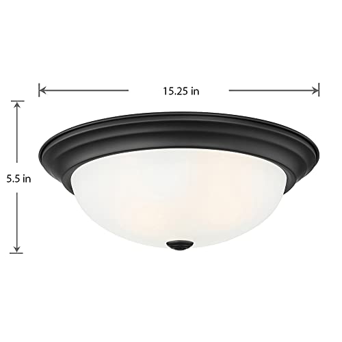 Designers Fountain 15 Inch Modern 3-Light Flush Mount Ceiling Light Fixture, Matte Black With Etched Glass Shade, 1257L-Mb-W #TOP3