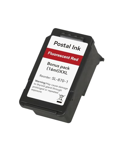High Capacity SL-870-1 XXL Red Ink Cartridge Compatible SL870-1 SL8701 XXL Fluorescent Red Ink Replacement for The PB New SendPro Mailstation Postage Meter (CSD1) Machine (2pack) (16ml*2)