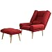 Produktbild MKS MEBLE LILA Modern Relaxsessel mit Hocker  Ohrensessel mit Liegefunktion - Stressless Sessel  Loungesessel  Fernsehsessel mit Fußstütze  Seniorensessel 65x75cm Rot
