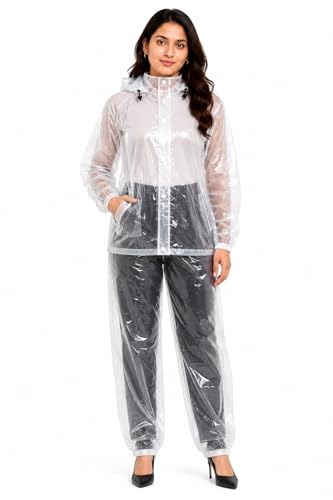 Image of Romano nx Women's 100% Waterproof Rain Suit, Hooded Jacket with Pants, Reversible Double Layer, 3 Years Warranty