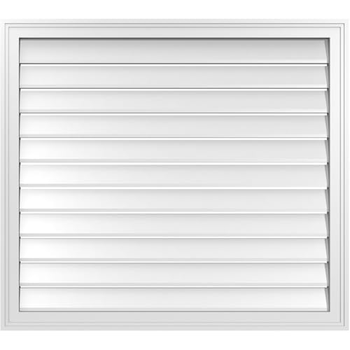 38"W x 34"H Rectangle Surface Mount PVC Gable Vent: Functional, w/ 1-1/2" x 2" Brickmould Frame
