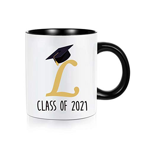 Inspirational Graduation Gifts for Her Him, Class of 2021 Graduation Gifts Grad Present High School College Graduation Gifts, White Ceramic 11 oz Initial Mugs Coffee Tea Cup