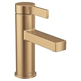 Moen Beric Bronzed Gold Modern One-Handle Single Hole Bathroom Faucet with Drain...