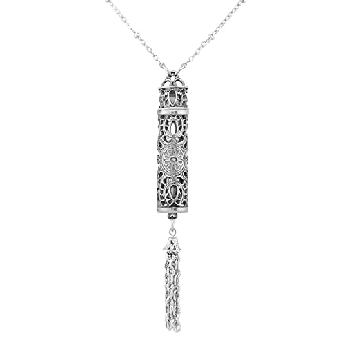 1928 Jewelry Filigree Vial With Tassel Necklace For Women Pendant Enhancer, 28, Perfect Keepake For Essential Oils, Cremation Ashes, Sand, Locks Of Hair