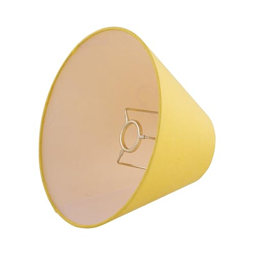 Image of Aspen Creative 56045, Hardback Empire Transitional UNO Shade in Golden Yellow Washi Paper, 4 inch Top x 10 inch Bottom x 7 inch Slant, Slip UNO 36mm Table Lamp