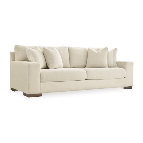 Image of Signature Design by Ashley Maggie 96-Inch Sofa / Couch, Polyester Chenille Cushioned Deep Seating, Birch, No Assembly Required