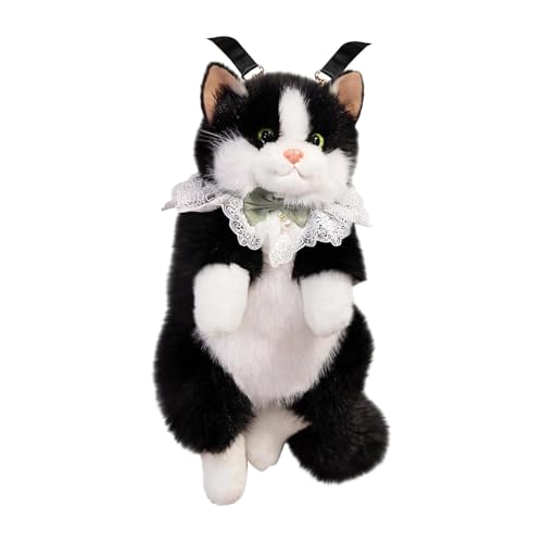 Mochila genérica de peluche animal – Diseño lindo gato de peluche escolar – para niños escolares adolescentes niñas niños guardería playa viaje deporte, Negro , Se référer au descriptif