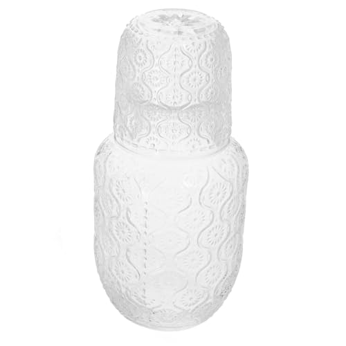 Homoyoyo Jarra de Agua de Vidrio con Taza Moderno de Girasol de Agua para Mesitas para Enjuague Bucal y Bebidas Frías Juego