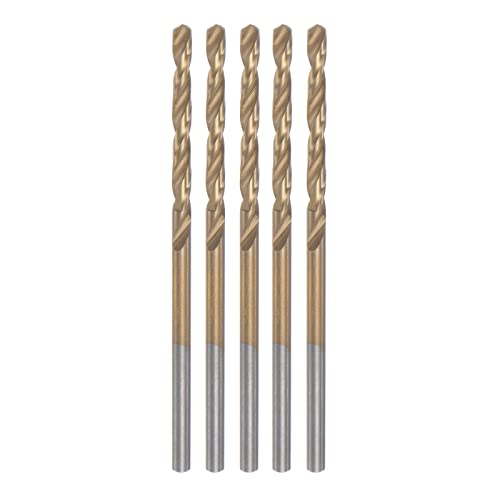 Image of sourcing map 5pcs Twist Drill Bits 2mm Titanium Coated (HSS-E) M42 High Speed Steel 8% Cobalt Straight Shank for Stainless Steel Aluminum Alloy Metal