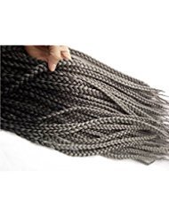 22inch 5packs/lot Black to Dark Grey 2Tone Ombre Color 3s Box Braids Synthetic Crochet Braiding Hair Extensions (black dark grey)