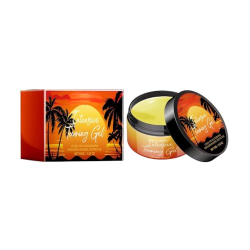 Sun Tanning Gel Accelerator for Outdoor Sun - Fast Natural Bronzing Tan Gel with Shea Butter &amp; Coconut Oil, Deep Hydration, Non-Greasy 3.53oz (Yellow*1)