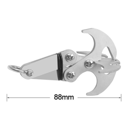 Sarini Enterhaken, Faltbare Schwerkraft-Kletterklaue, multifunktionaler Schwerkrafthaken aus Edelstahl für Outdoor-Camping, Wandern, Baumklettern
