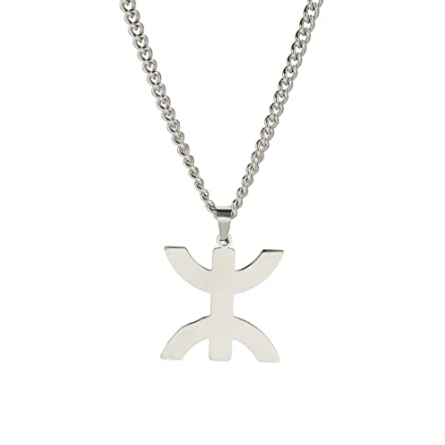 EUEAVAN Collier pendentif symbole berbère africain Collier ethnique africain Tribu musulmane Egypte Bijoux religieux Femmes Hommes (Argent)