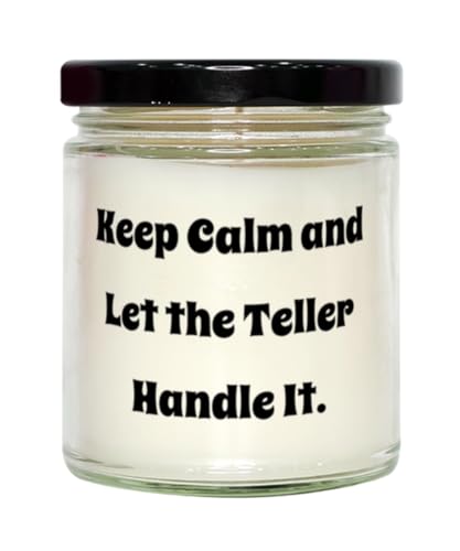 Cool Teller Scent Candle, Keep Calm and Let The Teller Handle It, Present for Men Women, Surprise Gifts from Colleagues