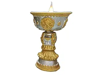Agrobox Tibetan Electric Operated Lamp Golden & Silver