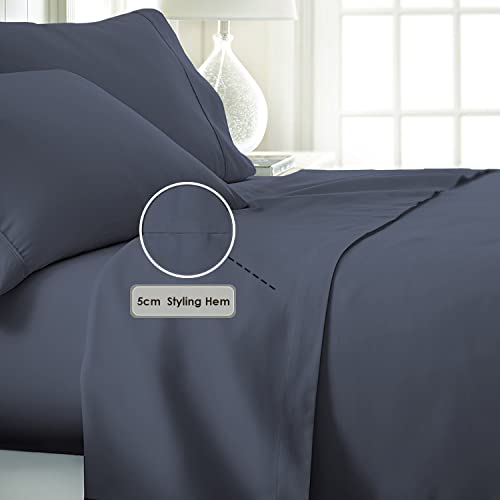 Pizuna Pure Combed Cotton Super King Flat Sheet Dark Blue - Image 3