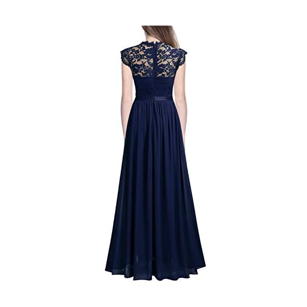 Miusol Women's Formal Floral Lace Evening Party Maxi Dress (Large, Navy Blue)