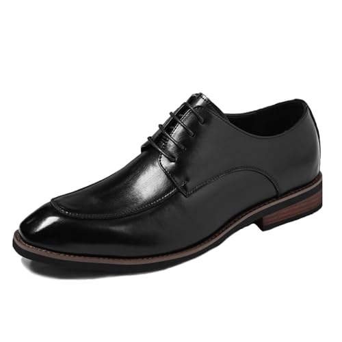 Men's Leather Lace Up Dress Oxfords Shoes Comfortable Slip on Round Penny Loafers Toe Classic Business Work Wedding Formal Derby Shoes Men's Oxfords