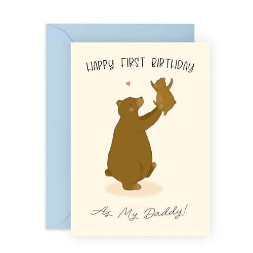 Cartão de aniversário para pais pela primeira vez, primeiro aniversário como meu pai, belo design de urso para ele, primeiro aniversário do pai como pai, presente de bebé para pai, de esposa, parceiro