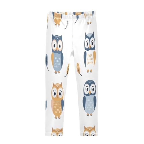 Toddler Girls Leggings Printed Yoga Pants Leggings Blue Orange Owls for Kids