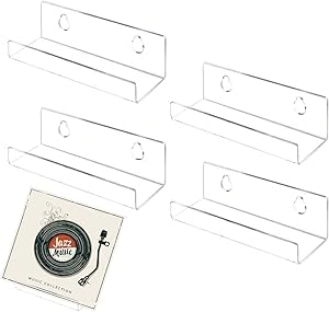 Ceeyoll 4 Stück Schallplatten Wandhalterung, Transparent Vinyl Wall Mount, Cd Wandhalterung, Zur Platzierung Von Schallplatten, Fotoalben Und Sammlungen