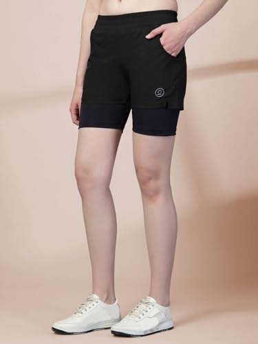 Image of CHKOKKO Gym Shorts for Women Workout Sports Running Quick Dry Fit Double Layer Inner Compression with Pockets Breathable Lightweight Wear