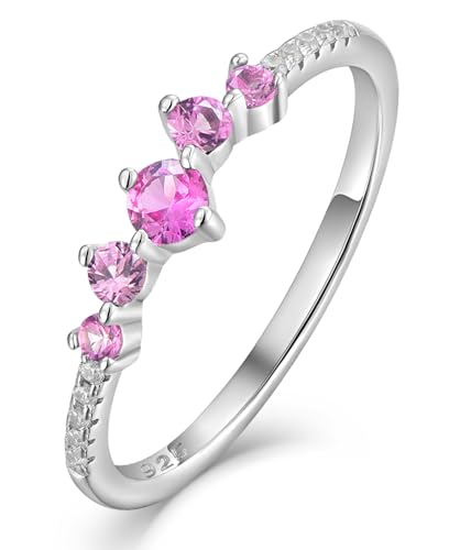 Eternity Ring for Women Sterling Silver Halo Stacking Band Birthstone Jewelry Size 5-10