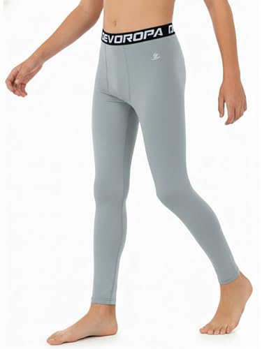 Image of DEVOROPA Boys Leggings Youth Compression Pants Sports Tights Basketball Football Baseball Soccer Baselayer Slim /Regular /Husky