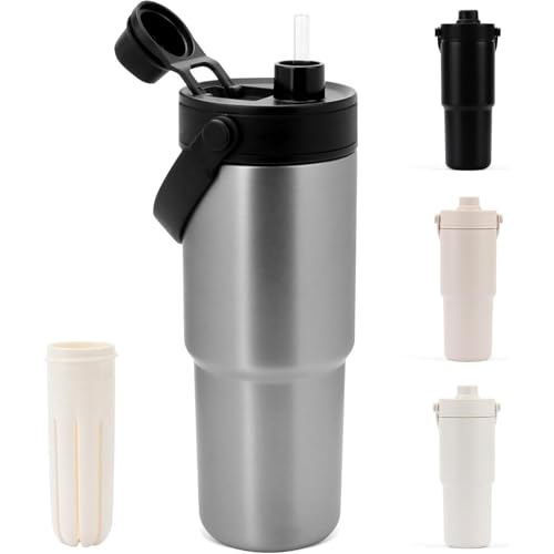 [Daklpiw]�^���u���[ 735ML �X�g���[�t������ �X�e�����X���J�b�v ���[ �W�t�� ��e�� ������ �^��f�M �ۉ� �ۗ� �V�[�����X �{�g�� ���� �H��@�Ή� �����t�� �����^�� �ԍ�/�I�t�B�X/�A�E�g�h�A (�V���o�[)