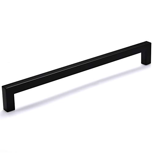 20 Pack Black Square Bar Cabinet Pull Drawer Handle Stainless Steel Hardware for Kitchen and Bathroom Cabinets Cupboard Hole Centers: 10in (256mm)