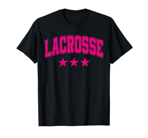 Texto clásico retro universitario de Lacrosse All Pink Stars Camiseta