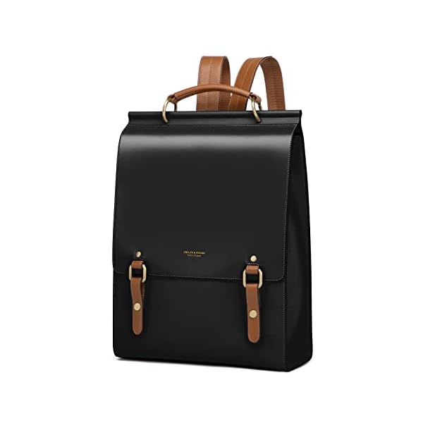 Cnoles Leather Backpack Purse For Women Fashion Ladies Vintage Bags Casual College Travel Backpacks Large bag Black