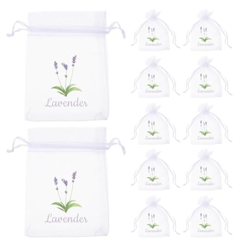 HOLIDYOYO 20 Pack Lavender Scented Sachet Bags Drawstring Gauze Pouches for Wardrobe Spices Decor Organza Empty Pouches