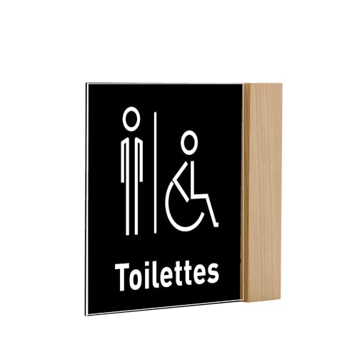 Panneau signalétique WC hommes PMR lisible pour longs couloirs