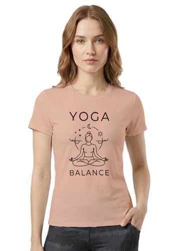 Image of INDISSH Yoga Tshirt for Women Cotton | Graphic Printed Yoga Round Neck Short Sleeves T-Shirt for Woman - WRN-YOGAB-PAR