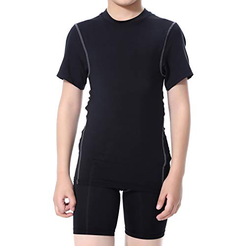 TERODACO Boys Thermal Underwear 2 PCS Athletic Base Layer Kids' Compression Shirts and Leggings Set