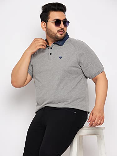 Image of Club York Men Cotton Blend Half Sleeve Polo Neck Solid Plus Size T-Shirts