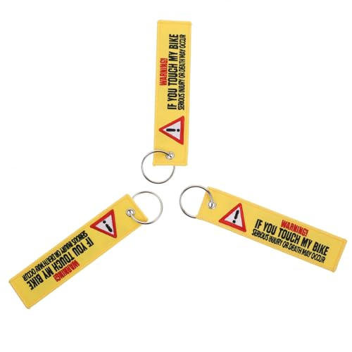 SUPVOX Llavero Bordado Amarillo Señal de Advertencia Colgante Creativo para Llaves y Bolso Pack de 3 Piezas Accesorio de Moda Útil para Mujer y Decoración Práctica