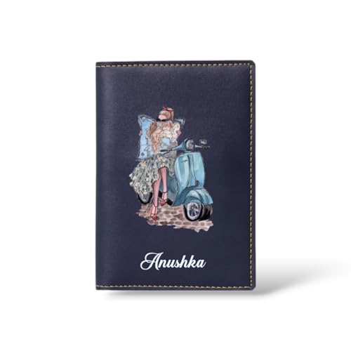 Image of Unisex Passport Cover for Men & Women | Printed, Classy & Stylish | Vegan Leather Passport Cover for Travel (Navy Blue)