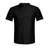 Susenstone Chemise en Lin pour Homme Chemisier Officiel Business Été Muscle Loisirs Décontractée Pas Cher Classique T Shirt Homme T Shirt Rond Manches Courtes Grande Tail