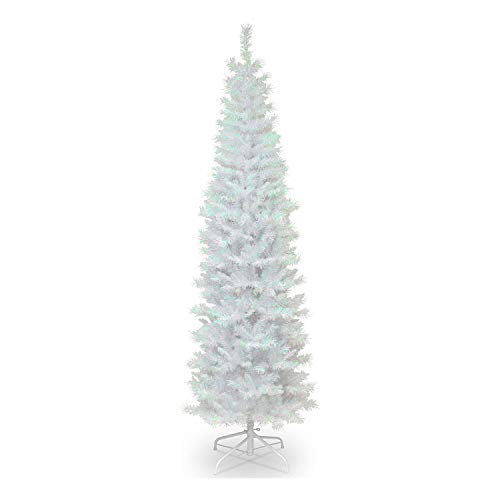 national tree company 6 ft unlit white iridescent tinsel artificial christmas tree, 520 tips, includes stand