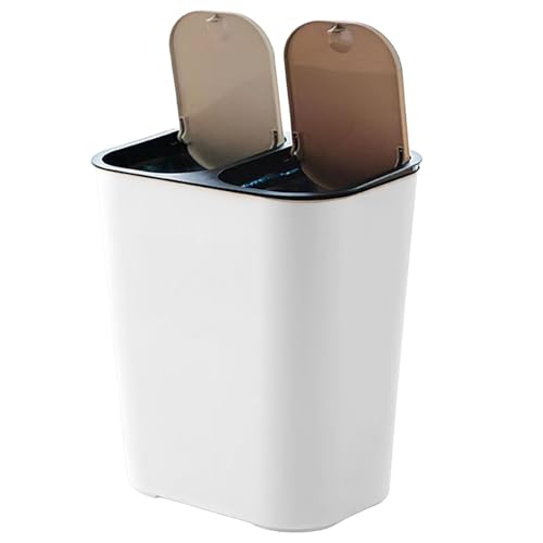 Papelera Cocina Doble Compartimento - Separación De Residuos De 18 L Para Cocina, Cubo De Basura Con Dos Compartimentos Con Tapas De Botón, Diseño Seco Y Húmedo Separado Contenedor Resistente