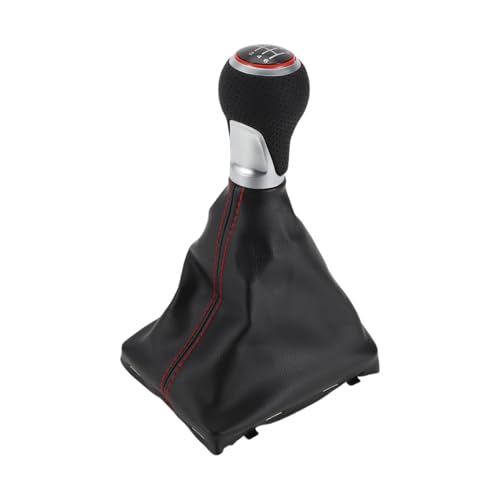 TUCKBOLD 6 Speed Manual Gear Shift Knob with Cover for Audi A5 No.8K0863278H | Gearbox Stick Shifter Lever Knob Black Matte Silver Tone Red Plastic 1 Pc
