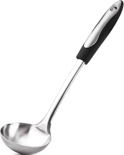 Zulay Kitchen Premium Soup Ladle - 12' Stainless Steel with Non-Slip Silicone Handle